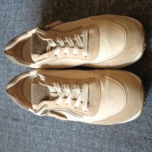 Paul Green Beige and Tan Leather Suede Sneakers